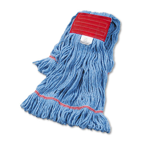 SUPER LOOP WET MOP HEAD, COTTON/SYNTHETIC FIBER, 5" HEADBAND, LARGE SIZE, BLUE, 12/CARTON