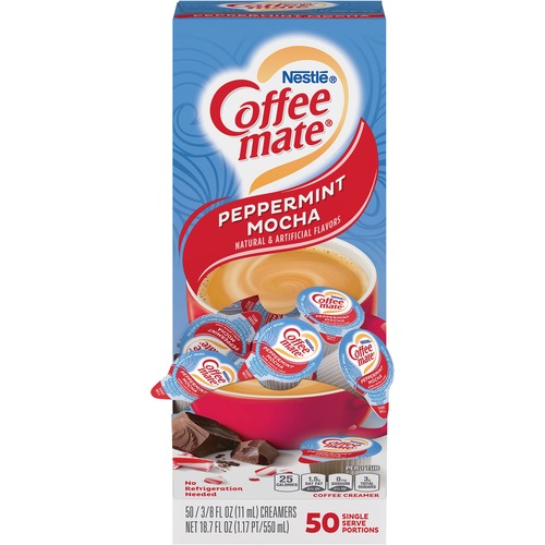 LIQUID COFFEE CREAMER, PEPPERMINT MOCHA, 0.38 OZ MINI CUPS, 50/BOX