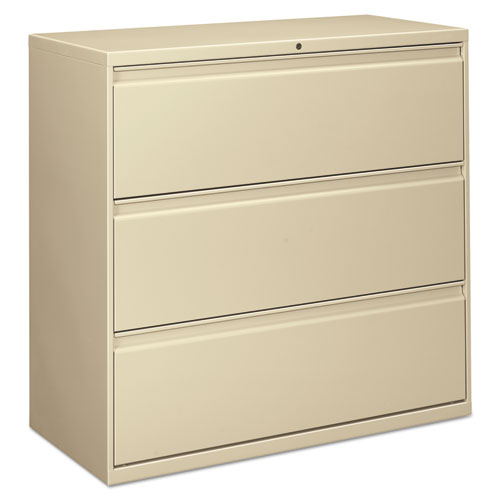 THREE-DRAWER LATERAL FILE CABINET, 42W X 18D X 39.5H, PUTTY