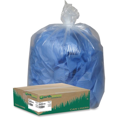 LINEAR LOW DENSITY CLEAR RECYCLED CAN LINERS, 60 GAL, 1.5 MIL, 38" X 58", CLEAR, 100/CARTON