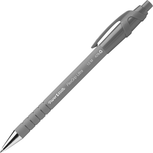 FLEXGRIP ULTRA RETRACTABLE BALLPOINT PEN, 1MM, BLACK INK, BLACK/GRAY BARREL, DOZEN