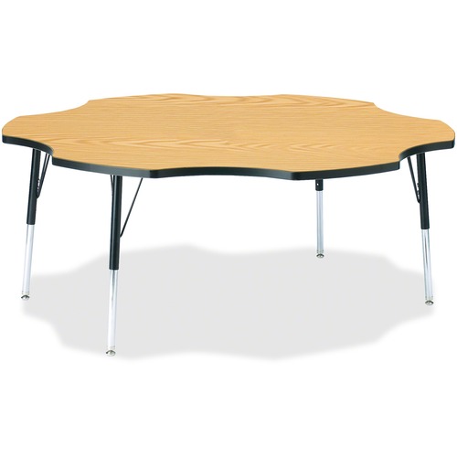 Jonti-Craft, Inc.  Activity Table, Six-Leaf, 24"-31"x60", Oak/Black