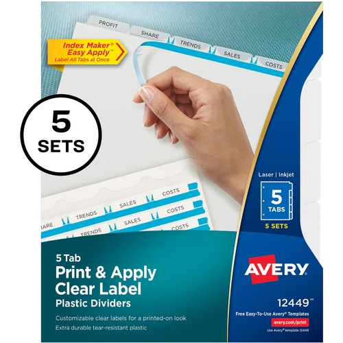 DIVIDERS,INDX,PLSTC,5TAB,CL