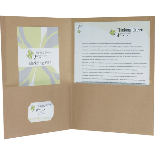 Earthwise By Oxford 100% Recycled Paper Twin-Pocket Portfolio, Natural