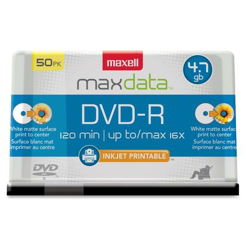 Dvd-R Recordable Discs, Printable, 4.7gb, 16x, Spindle, White, 50/pack