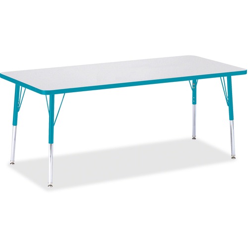 Jonti-Craft, Inc.  Kydz Activity Table, 30"x72"x15"-24", Gray/Teal