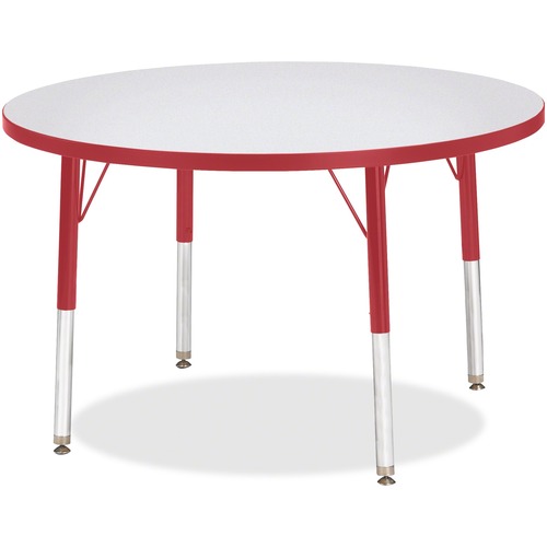 Jonti-Craft, Inc.  Round Activity Table, 36"x24"-31", Gray/Red