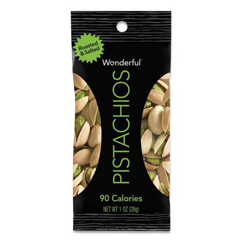 WONDERFUL PISTACHIOS, ROASTED AND SALTED, 1 OZ PACK, 12/BOX