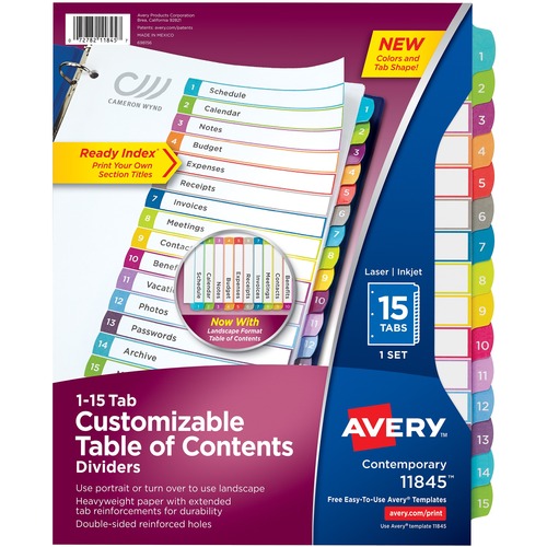 DIVIDERS,INDEX,READY,1-15