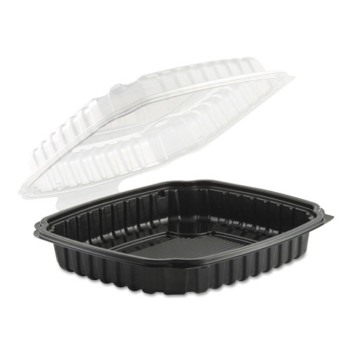 CULINARY BASICS MICROWAVABLE CONTAINER, 36 OZ, 9 X 9 X 2.5, CLEAR/BLACK, 100/CARTON