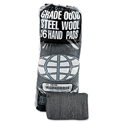 Industrial-Quality Steel Wool Hand Pad, #0 Fine, 16/pk, 12 Pk/ct