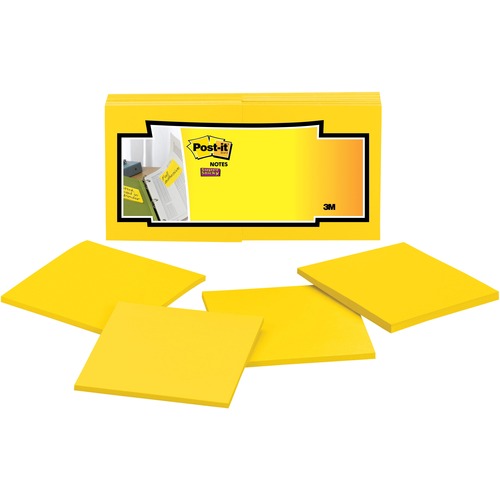 FULL STICK NOTES, 3 X 3, ELECTRIC YELLOW, 25 SHEETS/PAD, 12/PACK