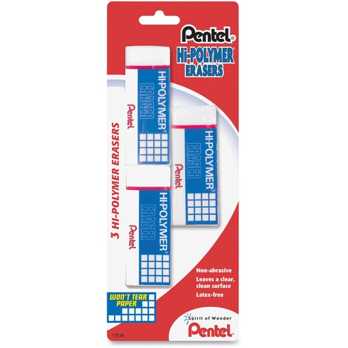 ERASER,HI-POLYMER,3/PK