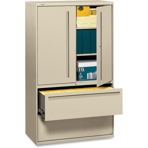 700 SERIES LATERAL FILE WITH STORAGE CABINET, 42W X 18D X 64.25H, PUTTY