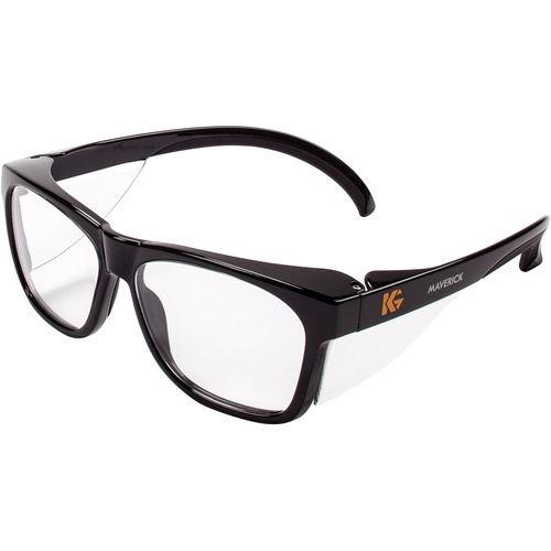 MAVERICK SAFETY GLASSES, BLACK, POLYCARBONATE FRAME, CLEAR LENS