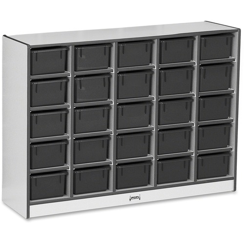 Jonti-Craft, Inc.  Mobile 25 Cubbie-Tray Unit,w/Bins,29.5"x48"x15",Black