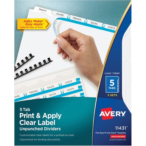 DIVIDERS,UNPNCHD,5TAB,WHITE