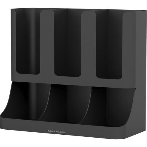Flume Six-Section Upright Coffee Condiment/cup Organizer, Black, 11.5 X 6.5 X 15