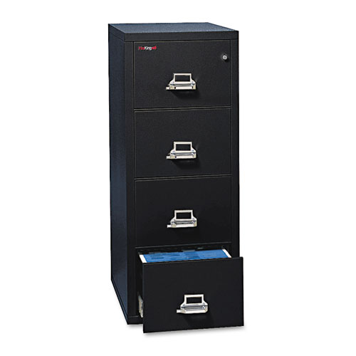 FOUR-DRAWER VERTICAL FILE, 20.81W X 25D X 52.75H, UL 350 DEGREE FOR FIRE, LEGAL, BLACK
