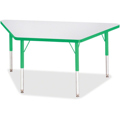 Jonti-Craft, Inc.  Activity Table, Trapezoid, 15"-24"x24"x48", Green