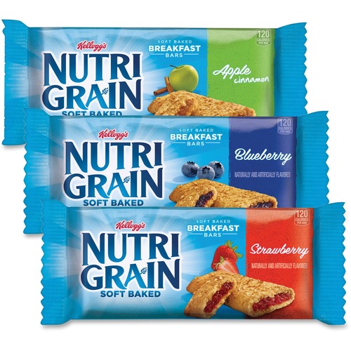 NUTRI-GRAIN SOFT BAKED BREAKFAST BARS, ASSTD: APPLE, BLUEBERRY, STRAWBERRY, 1.3 OZ BAR, 48/CARTON