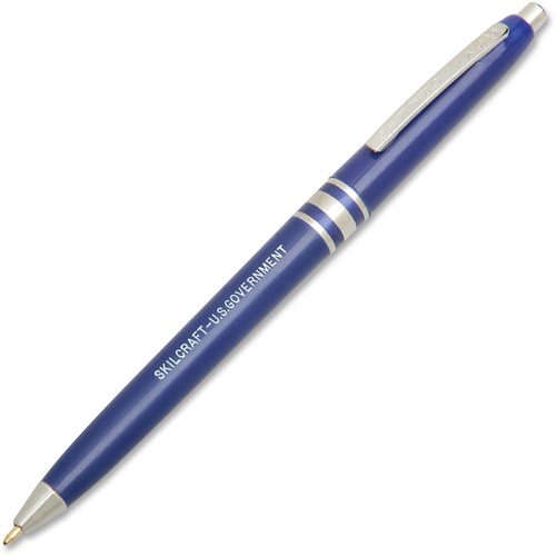 SKILCRAFT  U.S. Ballpoint Pen, Refillable, Fine Point, 12/DZ, Blue