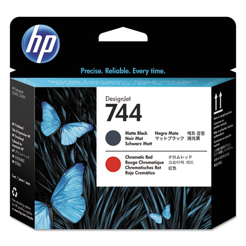 HP F9J88A (HP 744) Matte Black, Chromatic Red OEM Printheads (Value Pack, 2 pk)
