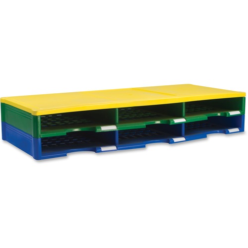 Storex Industries Corporation  Literature Organizer, 6-Compartment, Green/Blue/Yellow