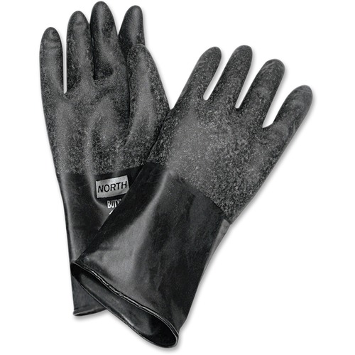 North Safety Products  Butyl Chem Protection Gloves, Sz-10, 14", 17mil, 1/PR, BK