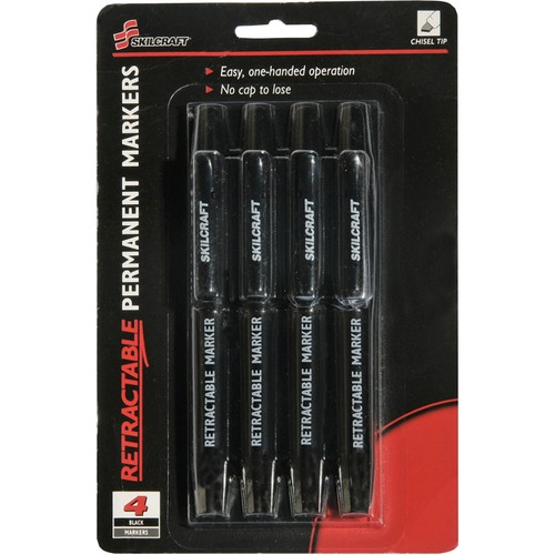 MARKER,PERM,CHISEL,4PK,BK