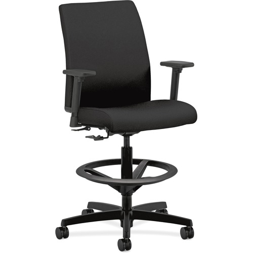 IGNITION SERIES LOW-BACK TASK STOOL, 33" SEAT HEIGHT, SUPPORTS UP TO 300 LBS, BLACK SEAT/BLACK BACK, BLACK BASE
