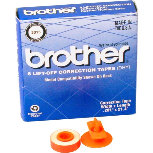 Brother 3015 Black OEM Lift-Off Correct Tape (6 pk)