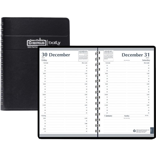 DAILY APPOINTMENT BOOK, 15-MINUTE APPOINTMENTS, 8 X 5, BLACK, 2021