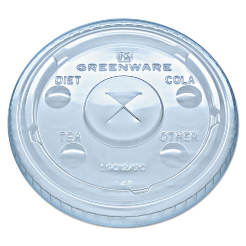 Greenware Cold Drink Lids, Fits 9, 12, 20 Oz Cups, Clear, 1000/carton