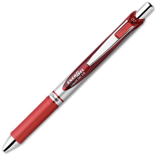 ENERGEL RTX RETRACTABLE GEL PEN, MEDIUM 0.7 MM, RED INK, RED/GRAY BARREL