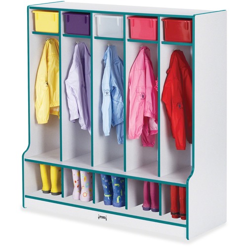 Jonti-Craft, Inc.  Coat Locker, 5 Section,50-1/2"x48"x17-1/2", Teal