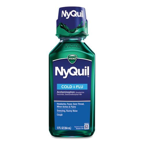 NYQUIL COLD AND FLU NIGHTTIME LIQUID, 12 OZ BOTTLE, 12/CARTON