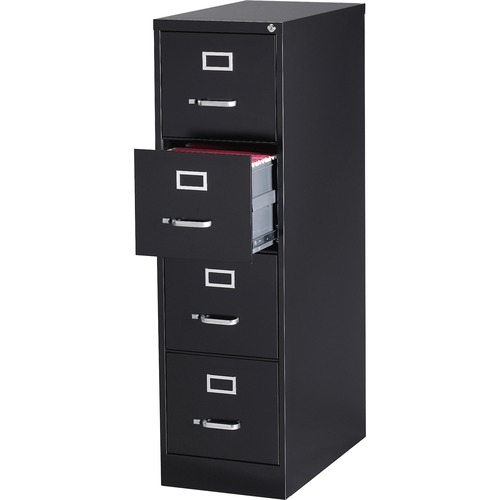 Lorell  Vertical File Cabinet, 4DR, LTR, 15"X28-1/2",52", BK