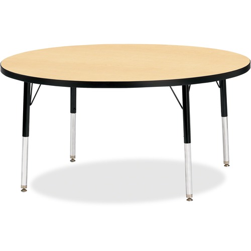 Jonti-Craft, Inc.  Activity Table, Round, 15"-24"x48", Maple/Black