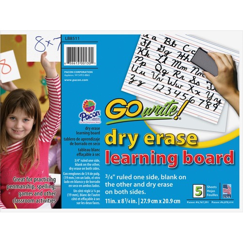 Dry Erase Learning Boards, 8 1/4 X 11, 5 Boards/pk