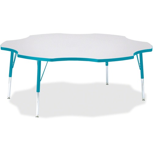 Jonti-Craft, Inc.  Activity Table, Six-Leaf, 15"-24"x60", Teal