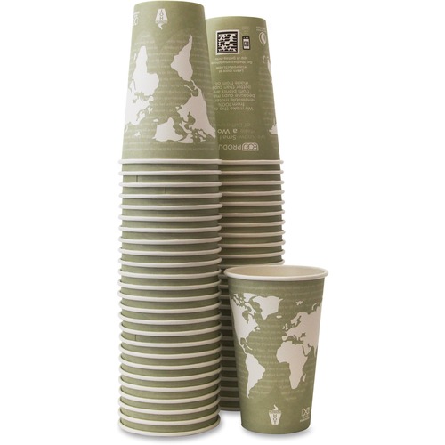 World Art Renewable/compostable Hot Cups, 16 Oz, Moss, 50/pack
