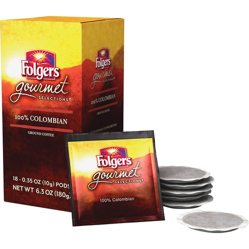 Gourmet Selections Coffee Pods, 100% Colombian Regular, 18/box, 6 Bx/carton