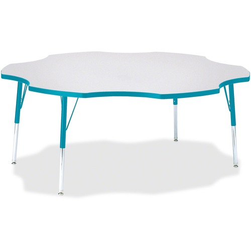 Jonti-Craft, Inc.  Activity Table, Six-Leaf, 24"-31"x60", Teal