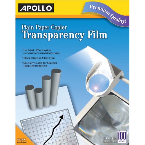 PLAIN PAPER B/W TRANSPARENCY FILM, LETTER, CLEAR, 100/BOX