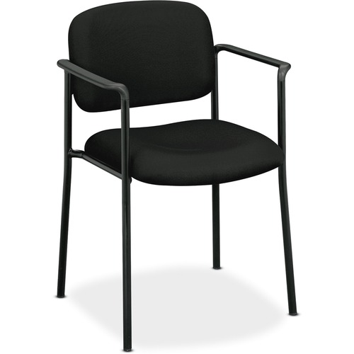 VL616 STACKING GUEST CHAIR WITH ARMS, BLACK SEAT/BLACK BACK, BLACK BASE
