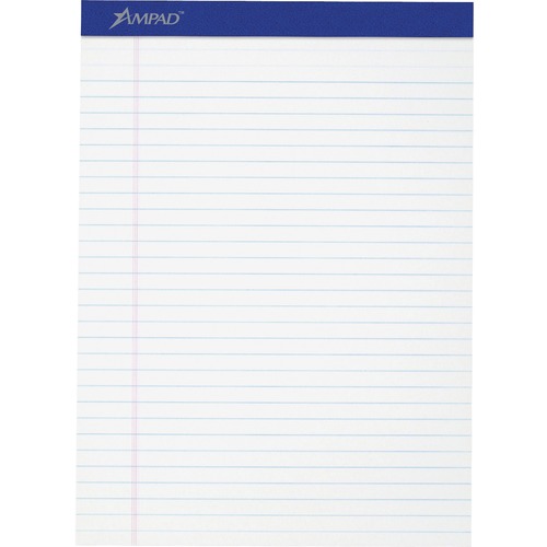PERFORATED WRITING PADS, WIDE/LEGAL RULE, 8.5 X 11.75, WHITE, 50 SHEETS, DOZEN