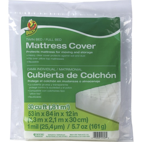 Duck Brand  Mattress Cover, Twin/Full, 53"Wx84"Lx12"H, Clear