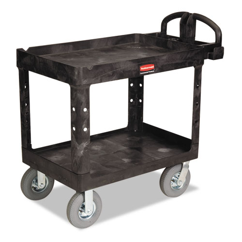 HEAVY-DUTY UTILITY CART, TWO-SHELF, 25.88W X 45.25D X 37.13H, BLACK