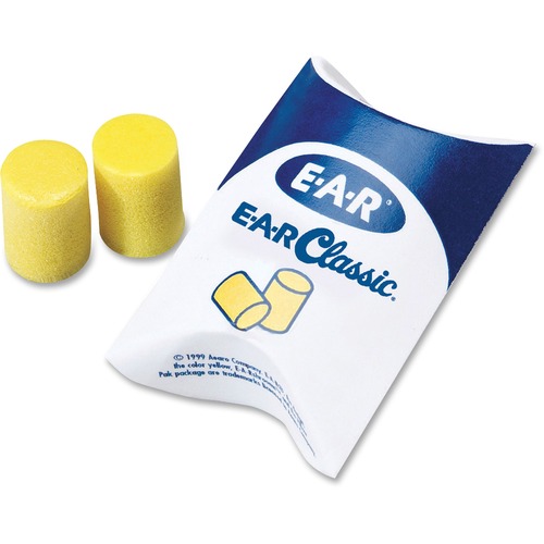 E A R Classic Earplugs, Pillow Paks, Uncorded, Pvc Foam, Yellow, 200 Pairs